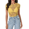 image:imageLYANER Womens Floral Lace Sexy Y2k Tee TopsLight Yellow