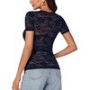image:imageLYANER Womens Floral Lace Sexy Y2k Tee TopsNavy Blue