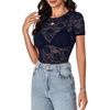 image:imageLYANER Womens Floral Lace Sexy Y2k Tee TopsNavy Blue