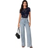 image:imageLYANER Womens Floral Lace Sexy Y2k Tee TopsNavy Blue