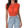 image:imageLYANER Womens Floral Lace Sexy Y2k Tee TopsOrange Red