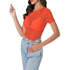 image:imageLYANER Womens Floral Lace Sexy Y2k Tee TopsOrange Red