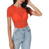 image:imageLYANER Womens Floral Lace Sexy Y2k Tee TopsOrange Red