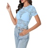 image:imageLYANER Womens Floral Lace Sexy Y2k Tee TopsPale Blue