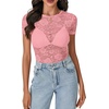 image:imageLYANER Womens Floral Lace Sexy Y2k Tee TopsPink