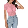 image:imageLYANER Womens Floral Lace Sexy Y2k Tee TopsPink