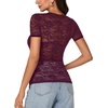 image:imageLYANER Womens Floral Lace Sexy Y2k Tee TopsPlum Purple