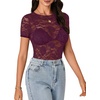 image:imageLYANER Womens Floral Lace Sexy Y2k Tee TopsPlum Purple