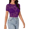 image:imageLYANER Womens Floral Lace Sexy Y2k Tee TopsPurple