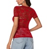 image:imageLYANER Womens Floral Lace Sexy Y2k Tee TopsRed01