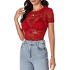 image:imageLYANER Womens Floral Lace Sexy Y2k Tee TopsRed01