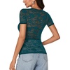 image:imageLYANER Womens Floral Lace Sexy Y2k Tee TopsTeal