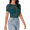 image:imageLYANER Womens Floral Lace Sexy Y2k Tee TopsTeal