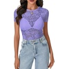 image:imageLYANER Womens Floral Lace Sexy Y2k Tee TopsViolet