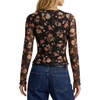 image:imageLYANER Womens Floral Mesh Ruched Button Boho Blouse TopsBlack