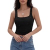image:imageLYANER Womens Glitter Square Neck Crop Tank TopsBlack