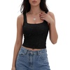 image:imageLYANER Womens Glitter Square Neck Crop Tank TopsBlack
