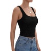 image:imageLYANER Womens Glitter Square Neck Crop Tank TopsBlack
