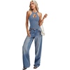 image:imageLYANER Womens Halter Neck Cut Out Y2K CamiBlue