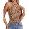 image:imageLYANER Womens Halter Neck Cut Out Y2K CamiFoggy Leopard
