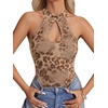 image:imageLYANER Womens Halter Neck Cut Out Y2K CamiFoggy Leopard