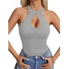 image:imageLYANER Womens Halter Neck Cut Out Y2K CamiLight Gray
