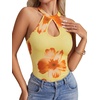 image:imageLYANER Womens Halter Neck Cut Out Y2K CamiOrange Floral