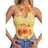 image:imageLYANER Womens Halter Neck Cut Out Y2K CamiOrange Floral