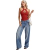 image:imageLYANER Womens Halter Neck Cut Out Y2K CamiSolid Red