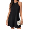 image:imageLYANER Womens Halter Neck Mini DressSolid Black