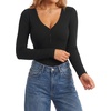 image:imageLYANER Womens Henley V Neck Sexy BodysuitsBlack