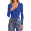image:imageLYANER Womens Henley V Neck Sexy BodysuitsBright Blue