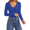 image:imageLYANER Womens Henley V Neck Sexy BodysuitsBright Blue