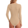 image:imageLYANER Womens Henley V Neck Sexy BodysuitsDark Khaki