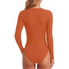 image:imageLYANER Womens Henley V Neck Sexy BodysuitsDark Orange