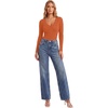 image:imageLYANER Womens Henley V Neck Sexy BodysuitsDark Orange