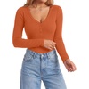 image:imageLYANER Womens Henley V Neck Sexy BodysuitsDark Orange