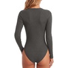 image:imageLYANER Womens Henley V Neck Sexy BodysuitsDark Spend Gray