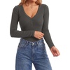 image:imageLYANER Womens Henley V Neck Sexy BodysuitsDark Spend Gray