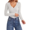 image:imageLYANER Womens Henley V Neck Sexy BodysuitsGray
