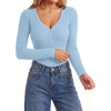image:imageLYANER Womens Henley V Neck Sexy BodysuitsLight Blue