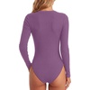 image:imageLYANER Womens Henley V Neck Sexy BodysuitsPurple