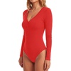 image:imageLYANER Womens Henley V Neck Sexy BodysuitsRed
