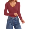 image:imageLYANER Womens Henley V Neck Sexy BodysuitsWine Red