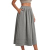 image:imageLYANER Womens High Waisted Casual Midi Skirt with PocketsGray