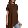 image:imageLYANER Womens Irregular Hem Dressy TopDark Brown