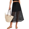 image:imageLYANER Womens Lace Hollow Out A Line High Waisted Casual Beach Long Skirt with UnderneathBlack