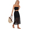 image:imageLYANER Womens Lace Hollow Out A Line High Waisted Casual Beach Long Skirt with UnderneathBlack