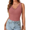 image:imageLYANER Womens Lace Trim V Neck Y2k Cami TopBrick Red