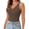 image:imageLYANER Womens Lace Trim V Neck Y2k Cami TopCoffee